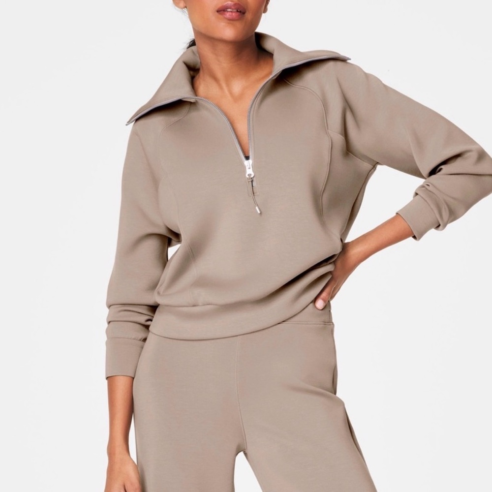SPANX Air Essentials Tan Quarter Zip